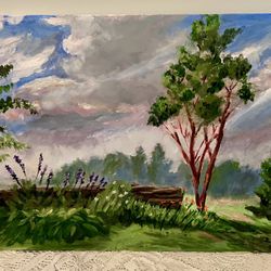 Beautiful Unframed Original Signed Painting On Canvas-Flowers In The Meadow