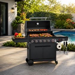 Royal Gourmet 6-Burner Gas Grill with 72,000 BTU, 691 Sq. In. Cooking Area & Side Burner in Black (GE6001H)