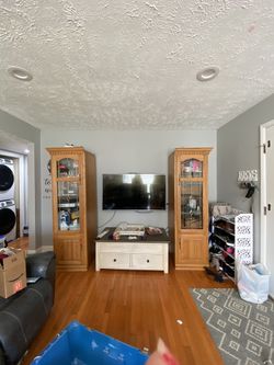 Solid Oak entertainment Center (TV And White Table Not Included)