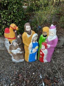 Rare Don Featherstone Christmas Nativity Set Outdoor Blow Mold Decorations