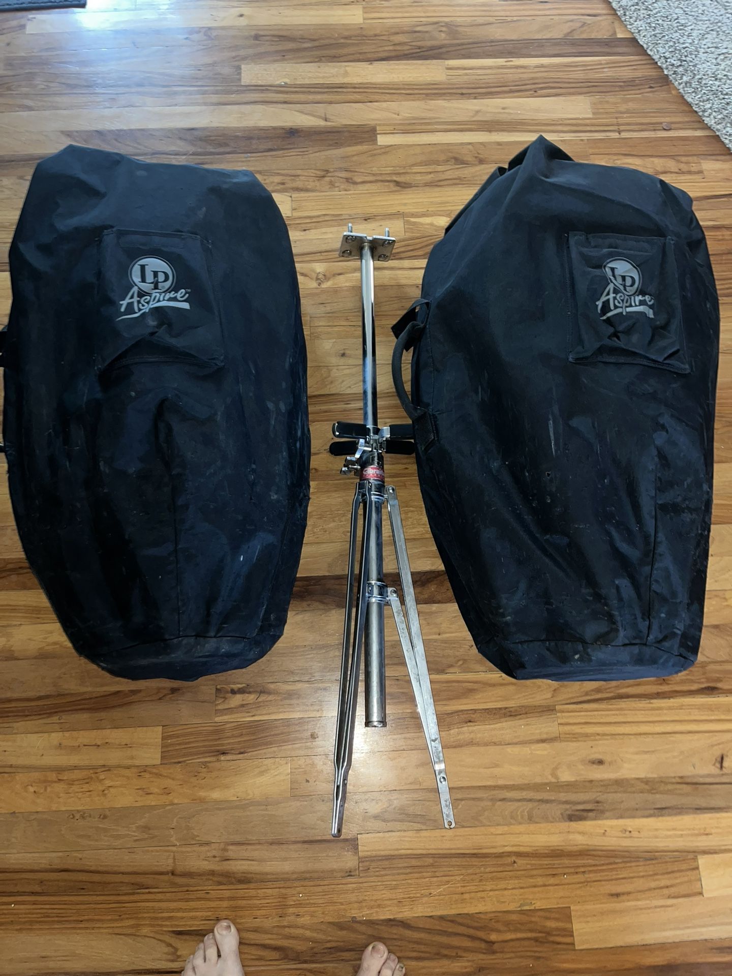 Conga Drums Bongos With Neice Stand Neice, Cari Or Storage Bags As Pictures