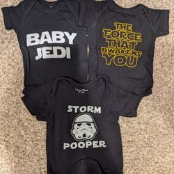 3X Star Wars Baby Bodysuits/Onesies 3-6 Months