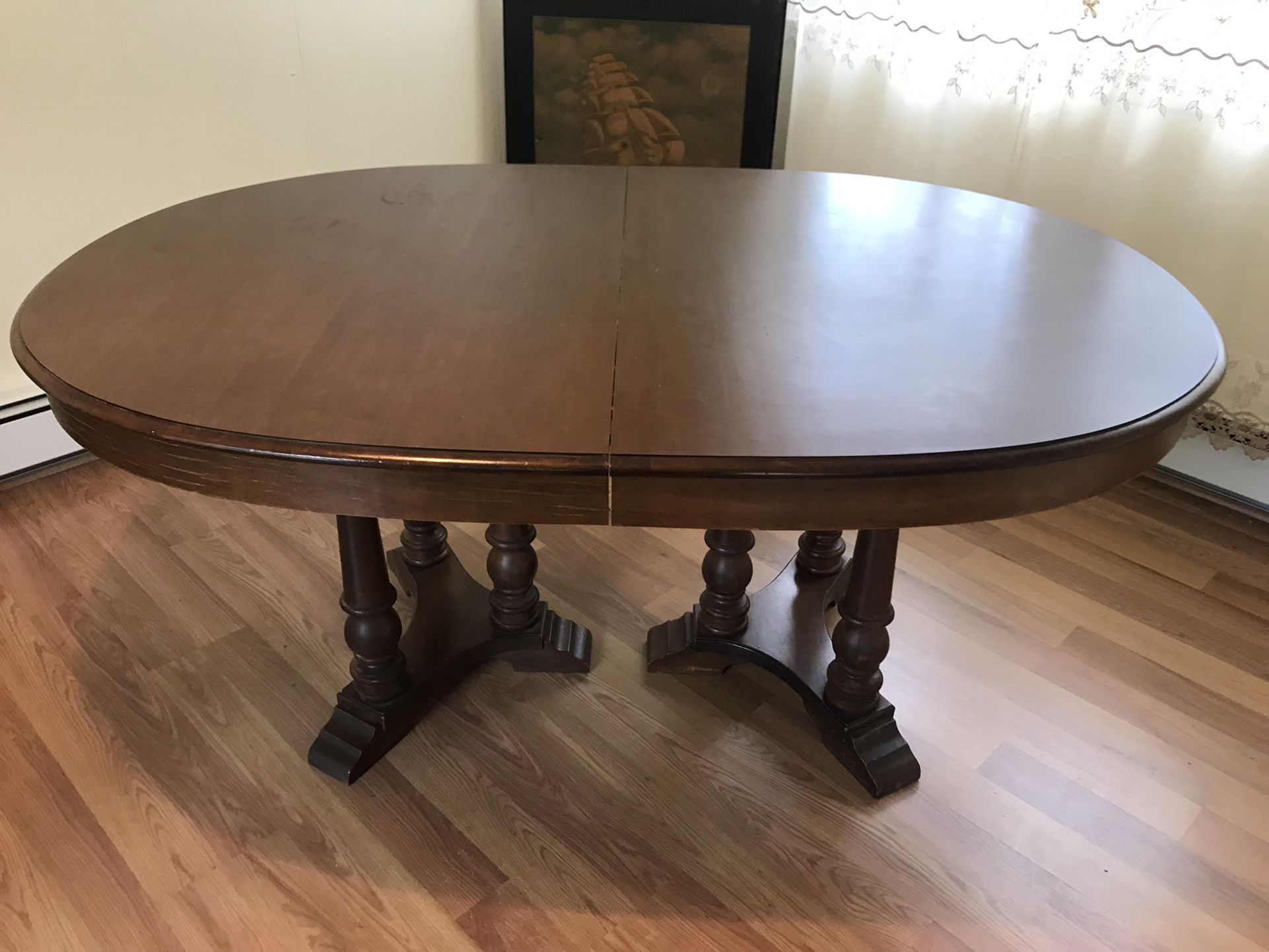Solid wood dining room set 5 feet extension 17 inches six chairs phone number (contact info removed)
