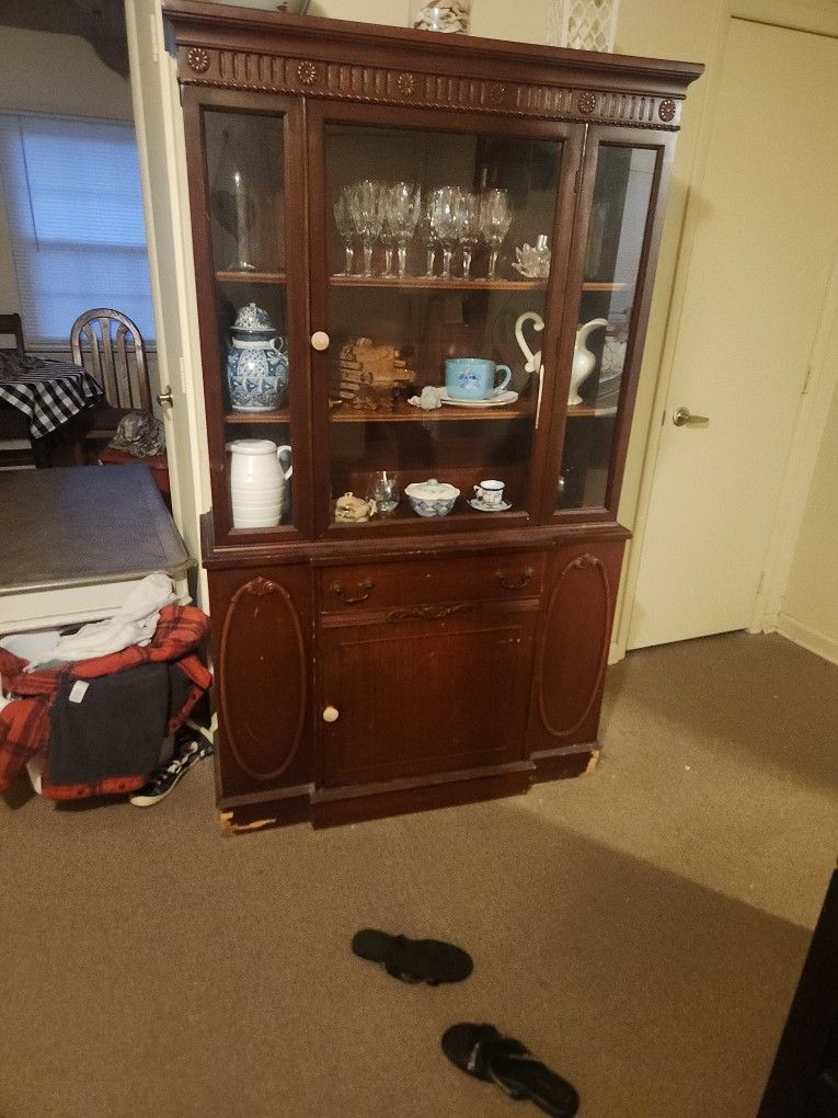 Antique 1 Whole Piece China Cabinet
