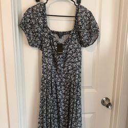 Blue & White Floral Spring Dress 