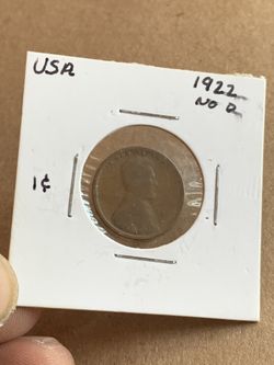 1922 Wheat Cent No D