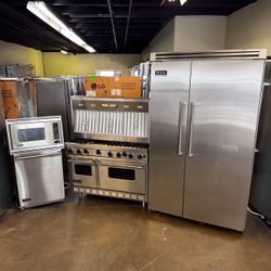 Viking 48” Stainless Steel Kitchen Bundle Set Viking 48” Refrigerator Viking 48” Gas Range Stove 