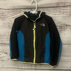 Kids The North Face Kids Black and Blue Jacket with Yellow Trim size 4t