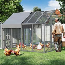 Chicken Coop for10-12 Chickens, Large Wooden Chickens Run, Outdoor Walk in Poultry Cage