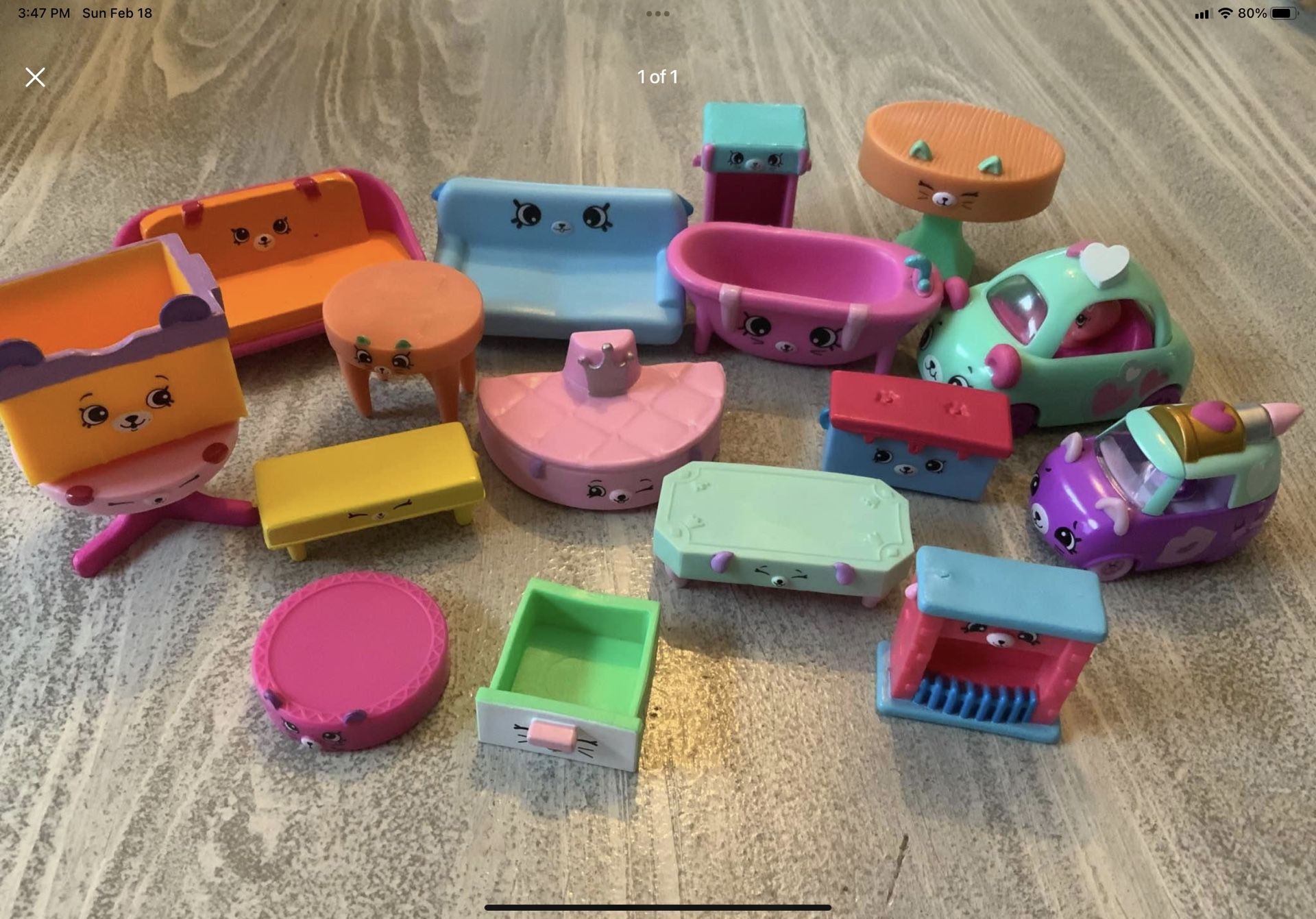 Lot Of Shopkins Furniture & Cars