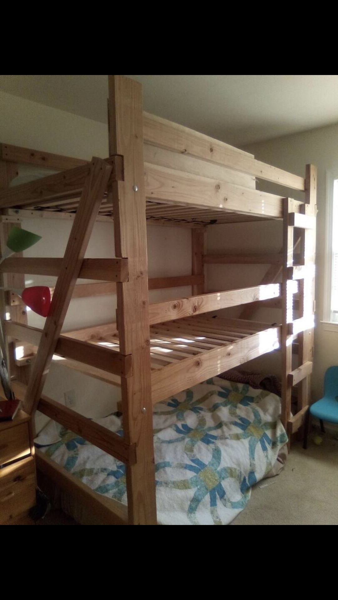 Triple bunk bed for 3 kids bedding