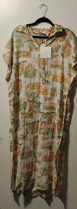 Cynthia Rowley Tropical Print Maxi Caftan Dress with Tags