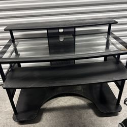 Glass Desk With Separate Keyboard Area