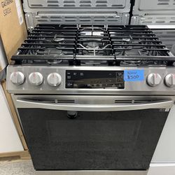 Samsung 30inch. Slide-in 5-Burner In Gas Range Stainless Steel 