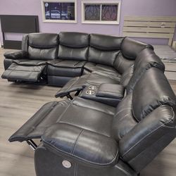 New power sectional with three power recliners on sale now don't miss