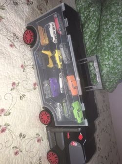 Big truck with small cars almost new pets or dogs free