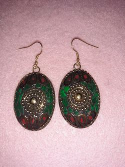 Turquoise and Red Coral earrings