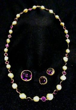 Vintage Earrings, Pin and Necklace Set