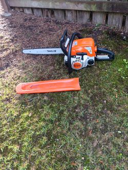 stihl chain saw with 16" bar model MS-180C used 1 time with cover runs great