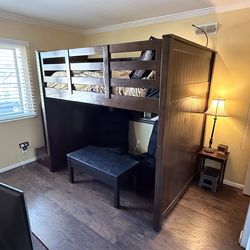 Full-Size Loft Bed with Storage Stairs