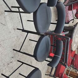 Set of 4 black bar stools faux leather with backrest