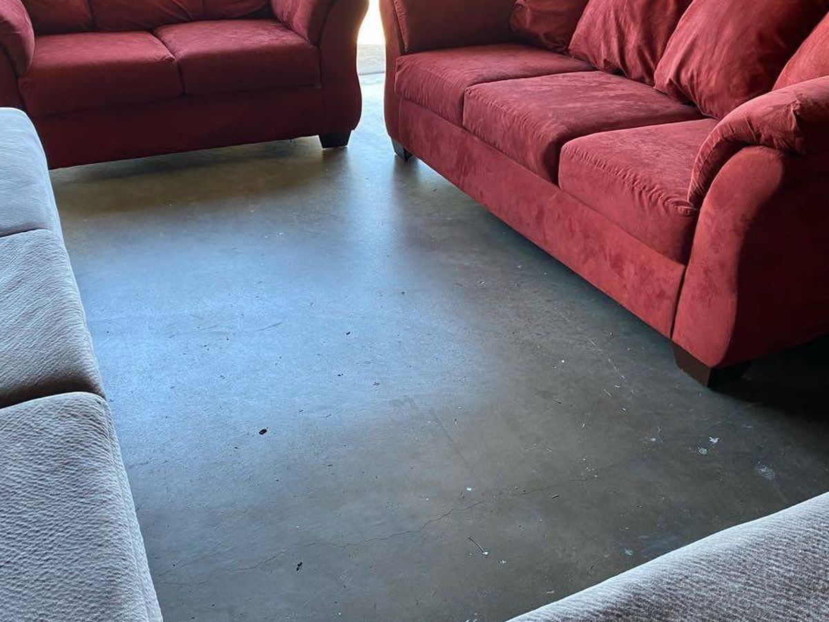 Red Couch And Loveseat