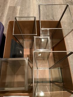 West Elm Glass Candle Lanterns with Mirrored Base