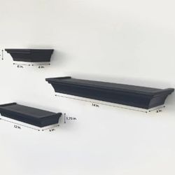 3PC Set of Black Floating Shelves 