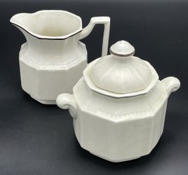 Kensington Staffordshire Ironstone England Vtg Cream & Lidded Sugar Bowl