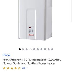 Rinnai V65i Natural Gas Noncondensing Indoor Tankless Water Heater (New In-Box) w/ Vent And Hookup Kit