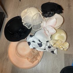 Vintage Hat Lot of 7 Pillbox Fascinator Derby Wedding 50s 60s Retro Millinery Cinema