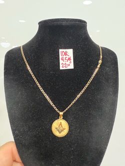 10K Solid Gold Chain and Pendant For Wedding 4.5Gr 22 Inches Long