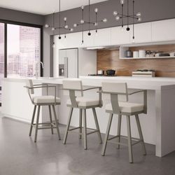 Amisco Industries Akers Swivel Stool, 38.75-Inch, Titanium