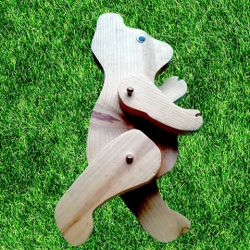 Vintage 1980's Handmade Jointed Arms Legs Wood Teddy Bear 