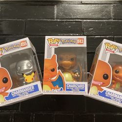 Charizard, Charmander, And Charmander 25th Anniversary Funko Pops