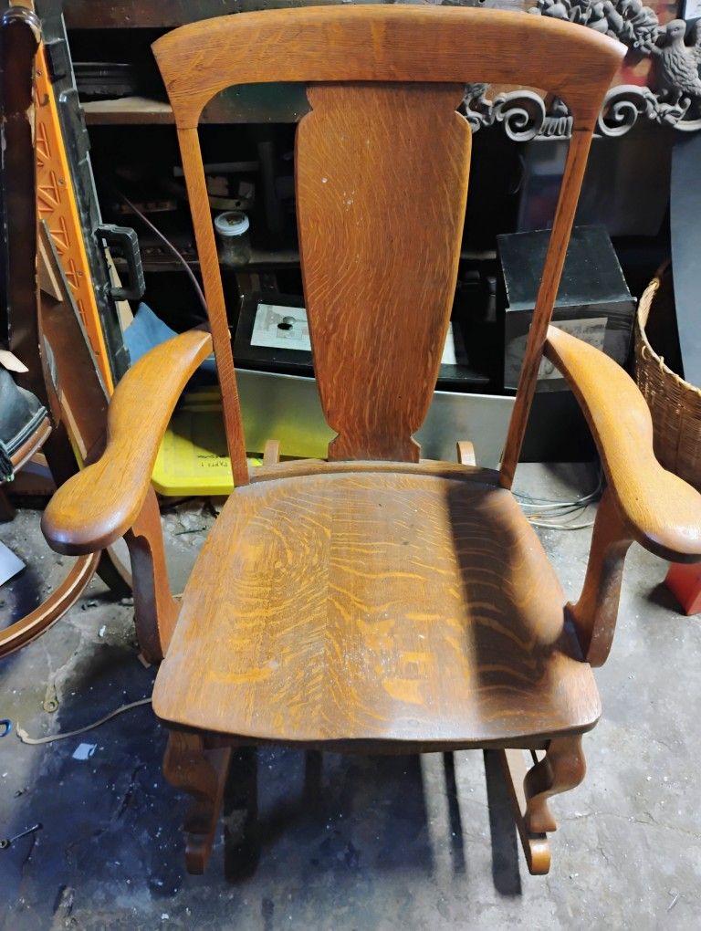 Antique 19th Century Tiger Oak Rocking Chair