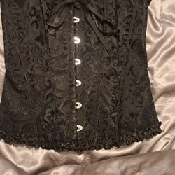 BLACK BROCADE CORSET GOTHIC TOP- Small