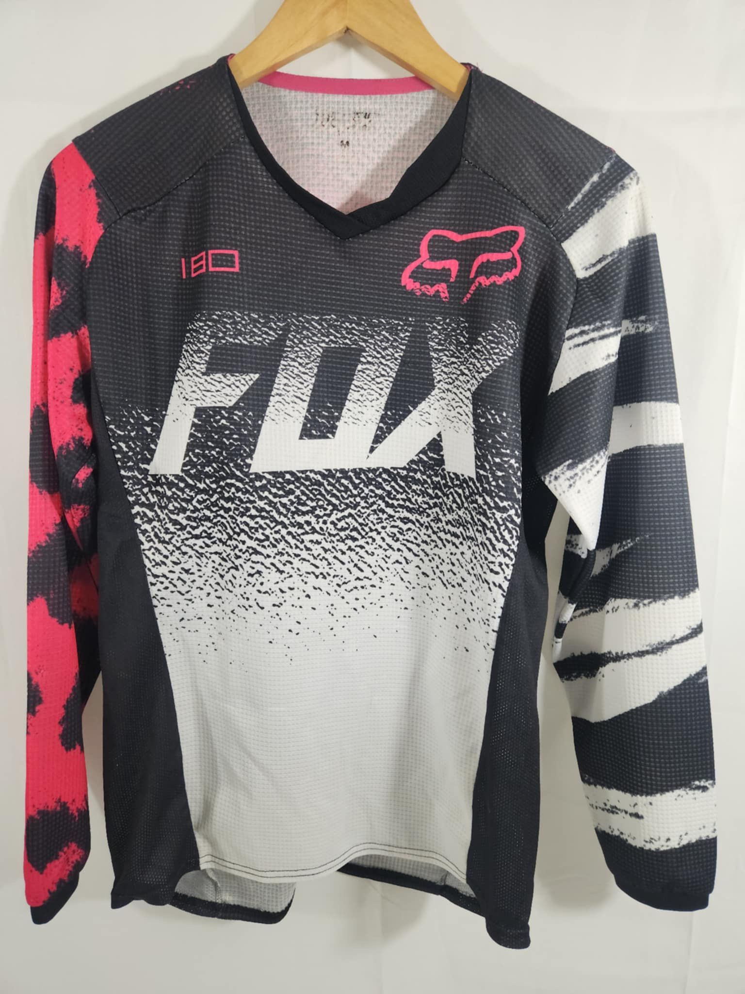 Women’s Y2K Fox Racing Long Sleeve Pink Cheetah Print Jersey Size M