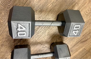 Set of Hex Cast Iron Dumbbells of 40 pounds (80 lbs total)