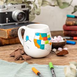 Brand New Trouvaille Global USA Map Color In Travel Mug