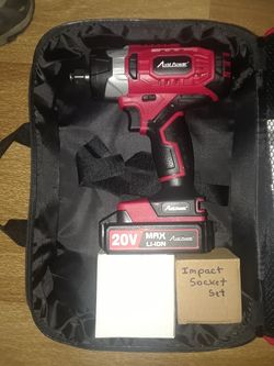Avid power 1/2 inch drive 20 volt power torque impact wrench kit with battery sockets case and charger