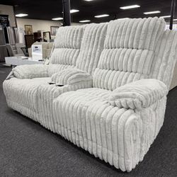 New Power Recliner Loveseat With Cupholder. Available In Gray Or Black. 