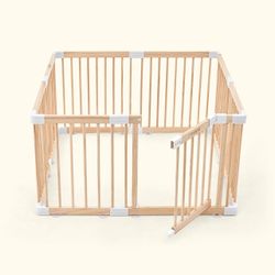 Baby Playpen - Wooden Safety Gate - Natural Wood - Like New