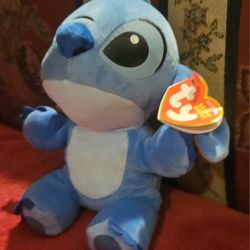 NEW BEANIE BABY DISNEY  STITCH SOFTPLUSH ANIMAL 6"TOY 