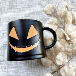 Global Design Connections Black/Orange Jack-o’-lantern Coffee Cup Halloween 16oz