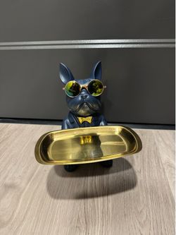 French Bulldog Sunglasses Decorative Tray / Key Holder –blue