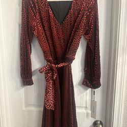 Calvin Klein Red Christmas Dress Velvet