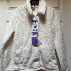 Brand New 32 Degrees Women's Cream Color Cozy Fleece Button Front Jacket size XS