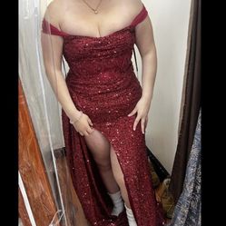 NEW RED SEQUIN / GLITTER PROM DRESS