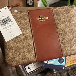 Coach Tan/Rust Wristlet 